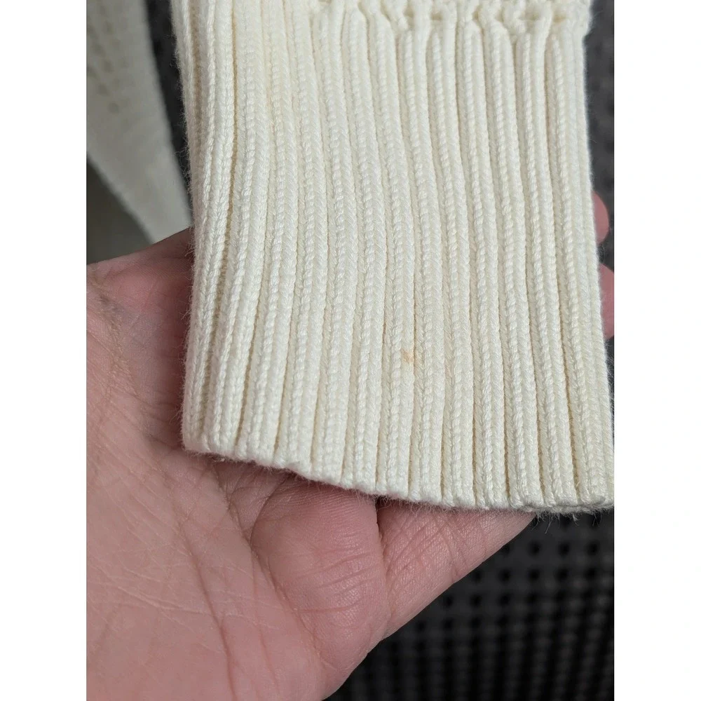 Michael‎ Kors Womens Cream Knit Cowl Neck Sweater Leather Pocket Pullover Chunky